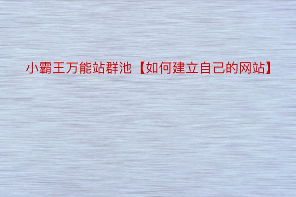 小霸王万能站群池【如何建立自己的网站】