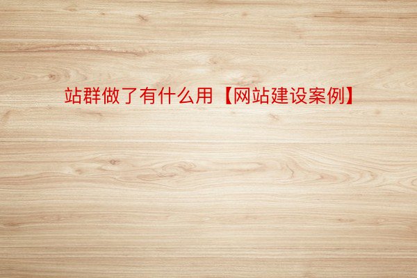 站群做了有什么用【网站建设案例】