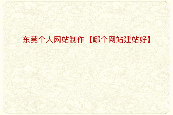 东莞个人网站制作【哪个网站建站好】